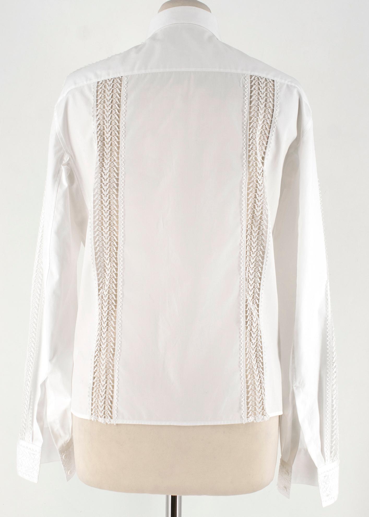 Gray Alaia White Poplin Lace Panelled Shirt 36 UK8 