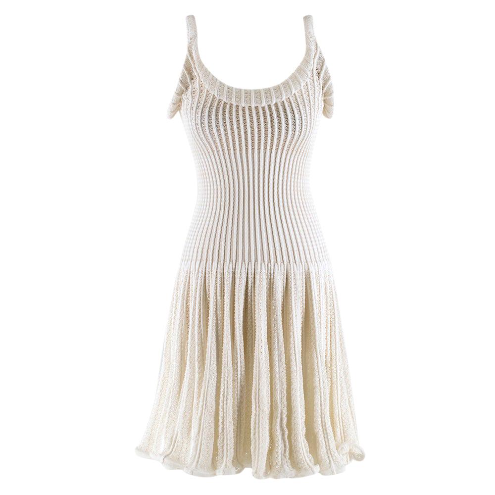 Alaia White Ribbed Knitted Dress	XS