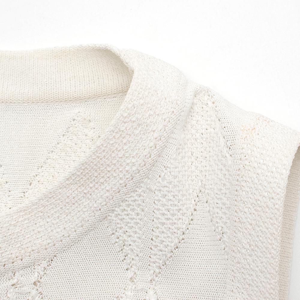 Gray Alaia White Sleeveless Knit Fringed Hem Mini Dress	FR 36