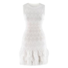 Alaia White Sleeveless Knit Fringed Hem Mini Dress	FR 36