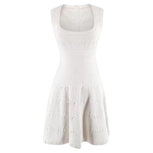 Alaia White Sleeveless Knitted Skater Dress For Sale