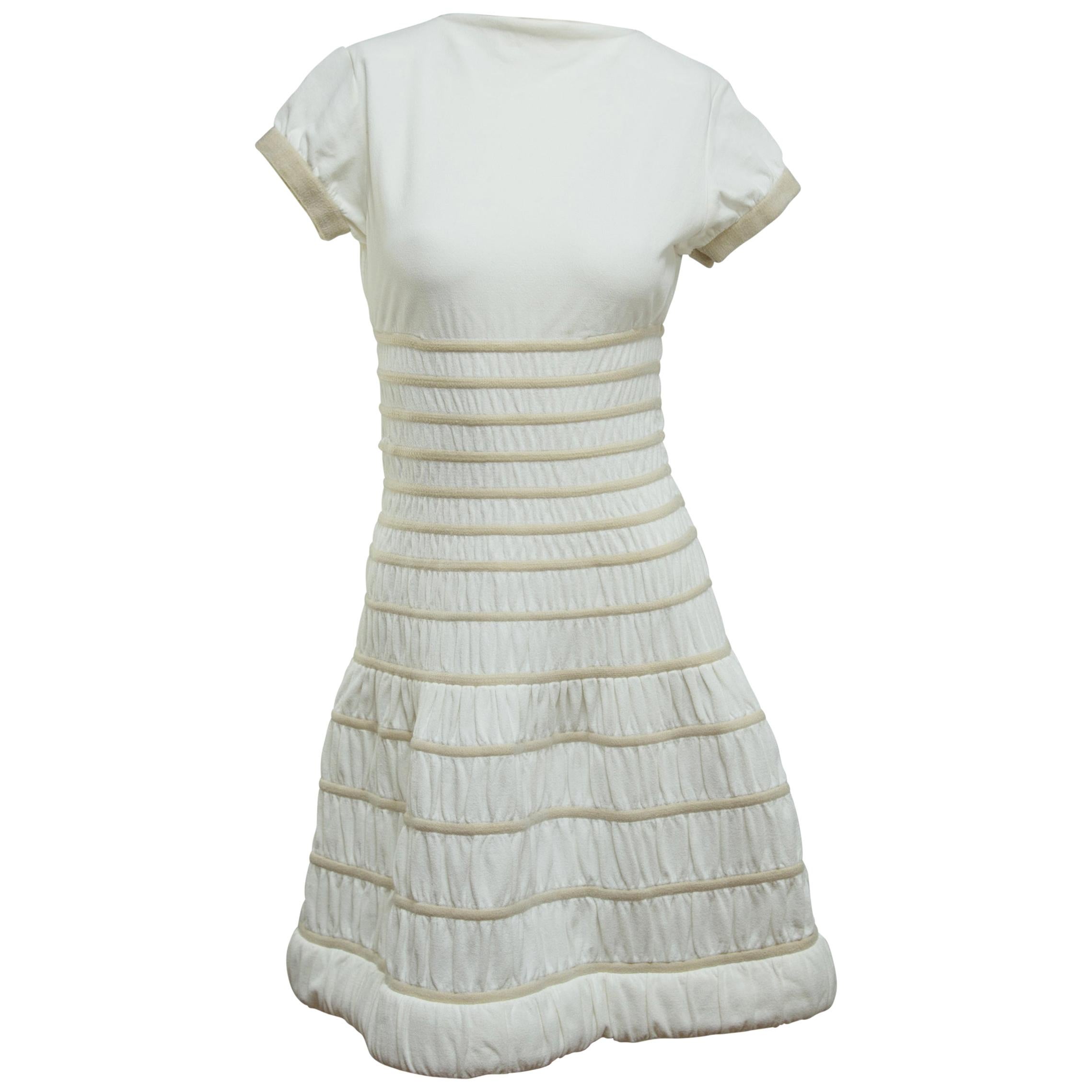 Alaia White Stretch Fit-and-Flare Dress