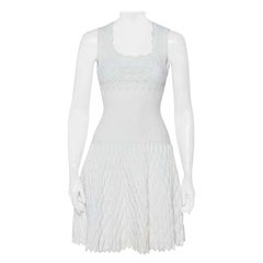 Alaia White Structured Knit Scalloped Detail Mini Dress S