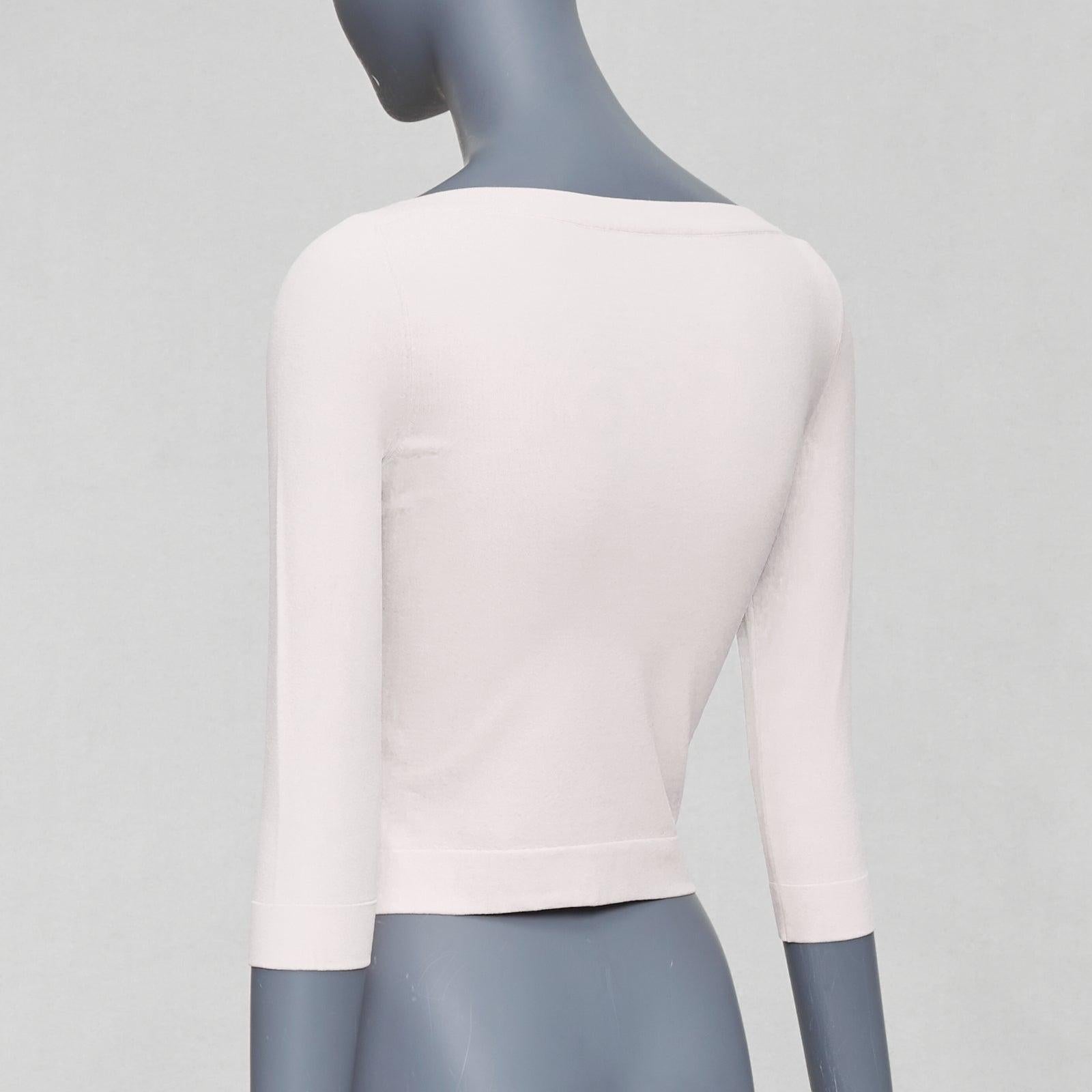 ALAIA jersey blanco en mezcla de viscosa con mangas recortadas y cuello barco FR36 S en venta 1
