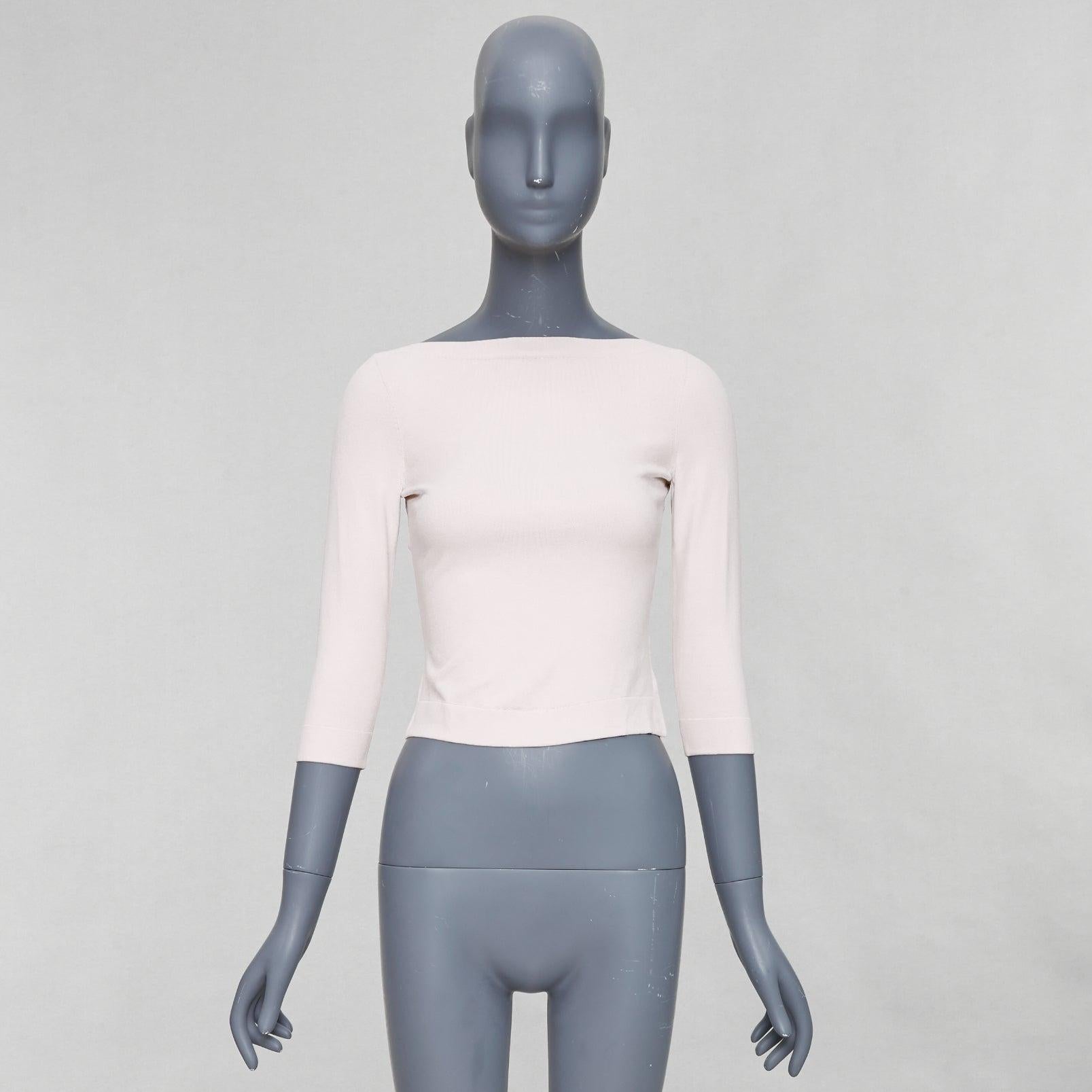 ALAIA jersey blanco en mezcla de viscosa con mangas recortadas y cuello barco FR36 S en venta 4