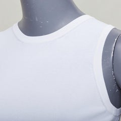 ALAIA white viscose blend sleeveless round neck ribbed hem crop vest FR36 S