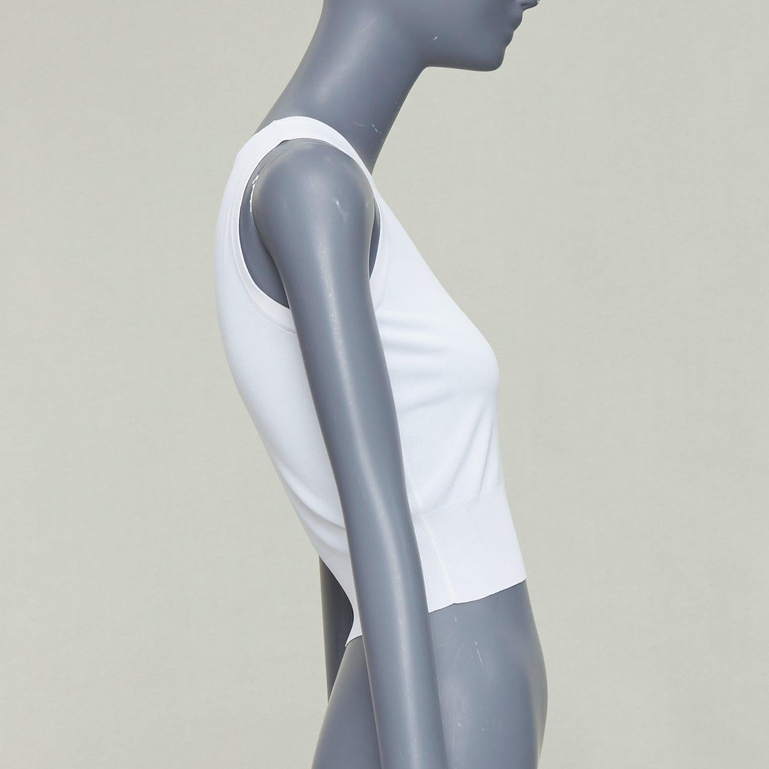 ALAIA chaleco blanco sin mangas, mezcla de viscosa, cuello redondo y bajo de canalé FR36 S en Excelente estado para la venta en Hong Kong, NT
