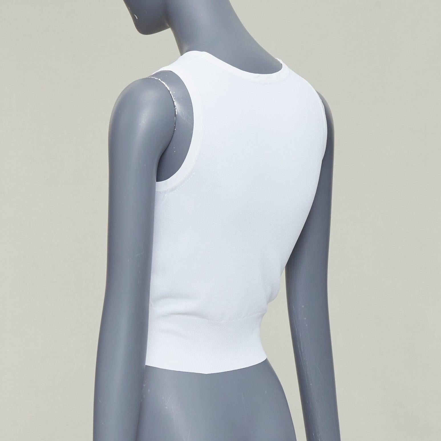 ALAIA chaleco blanco sin mangas, mezcla de viscosa, cuello redondo y bajo de canalé FR36 S en venta 1