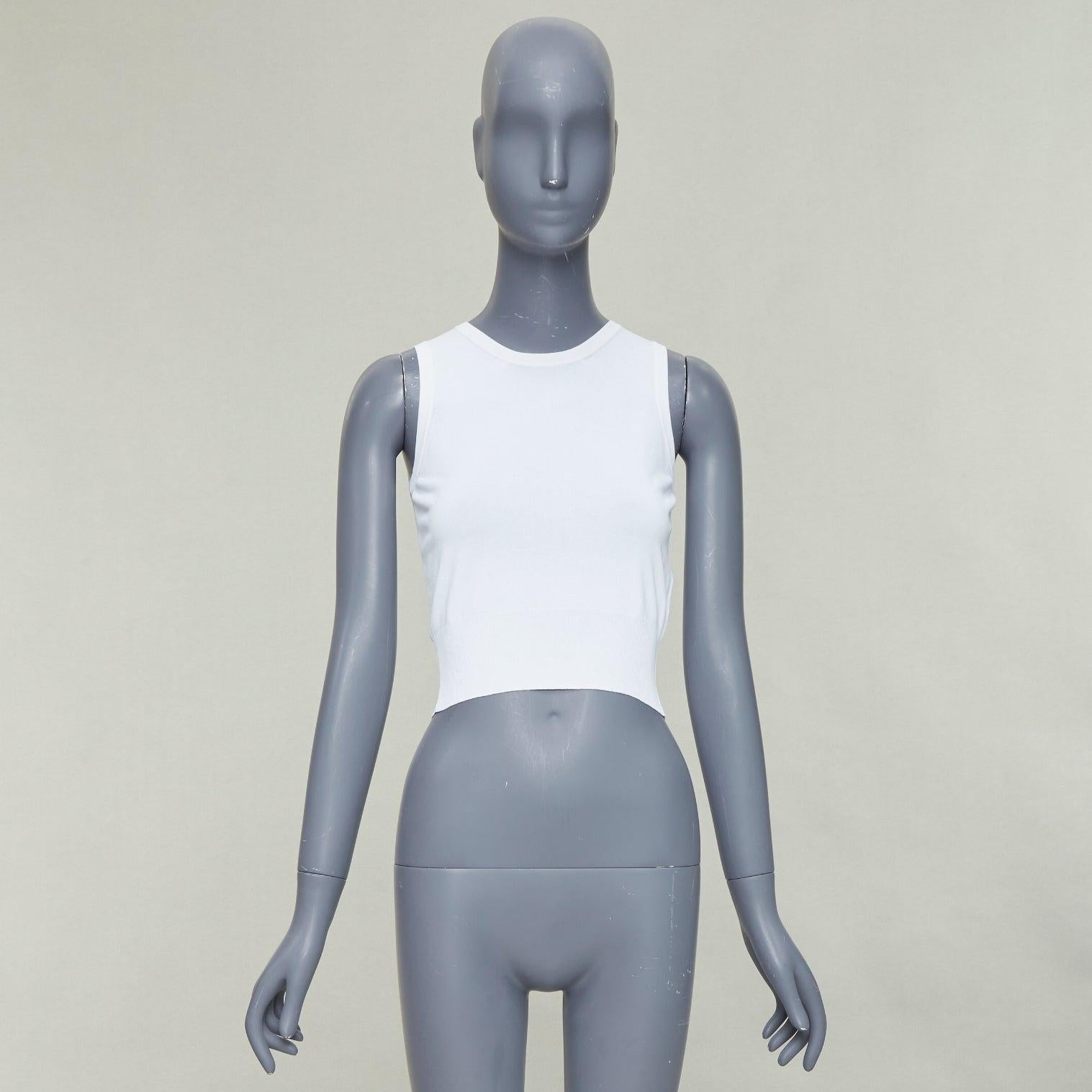 ALAIA chaleco blanco sin mangas, mezcla de viscosa, cuello redondo y bajo de canalé FR36 S en venta 4