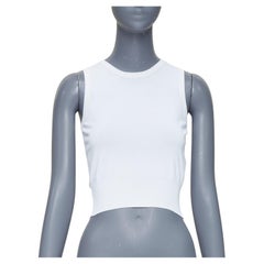 ALAIA chaleco blanco sin mangas, mezcla de viscosa, cuello redondo y bajo de canalé FR36 S