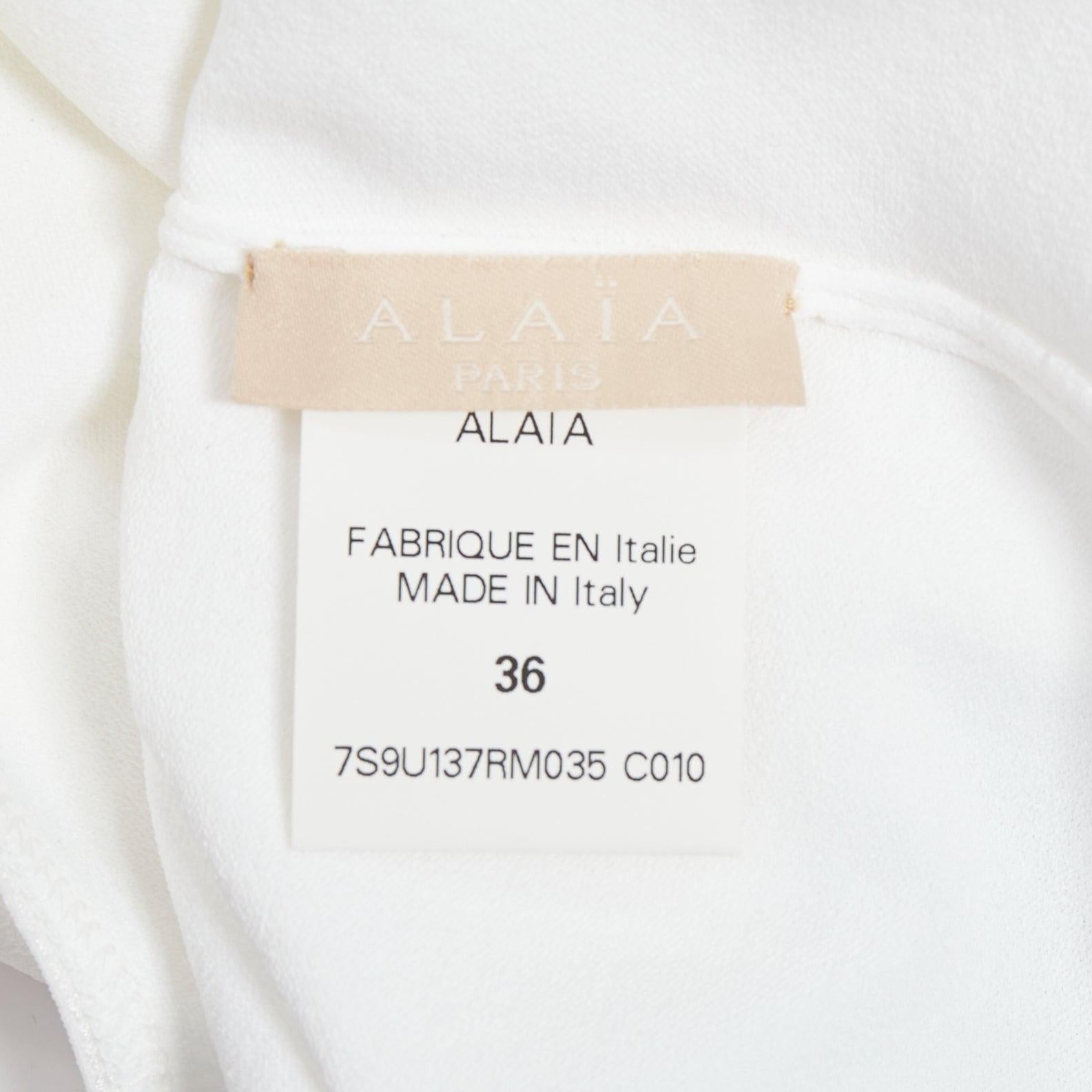 ALAIA top blanco con cuello en pico y mangas 3/4 en mezcla de viscosa FR36 S en venta 3