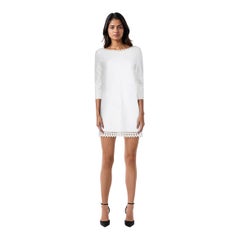 Alaïa Weißes Minikleid mit Zig Zag-Besatz Größe XXL