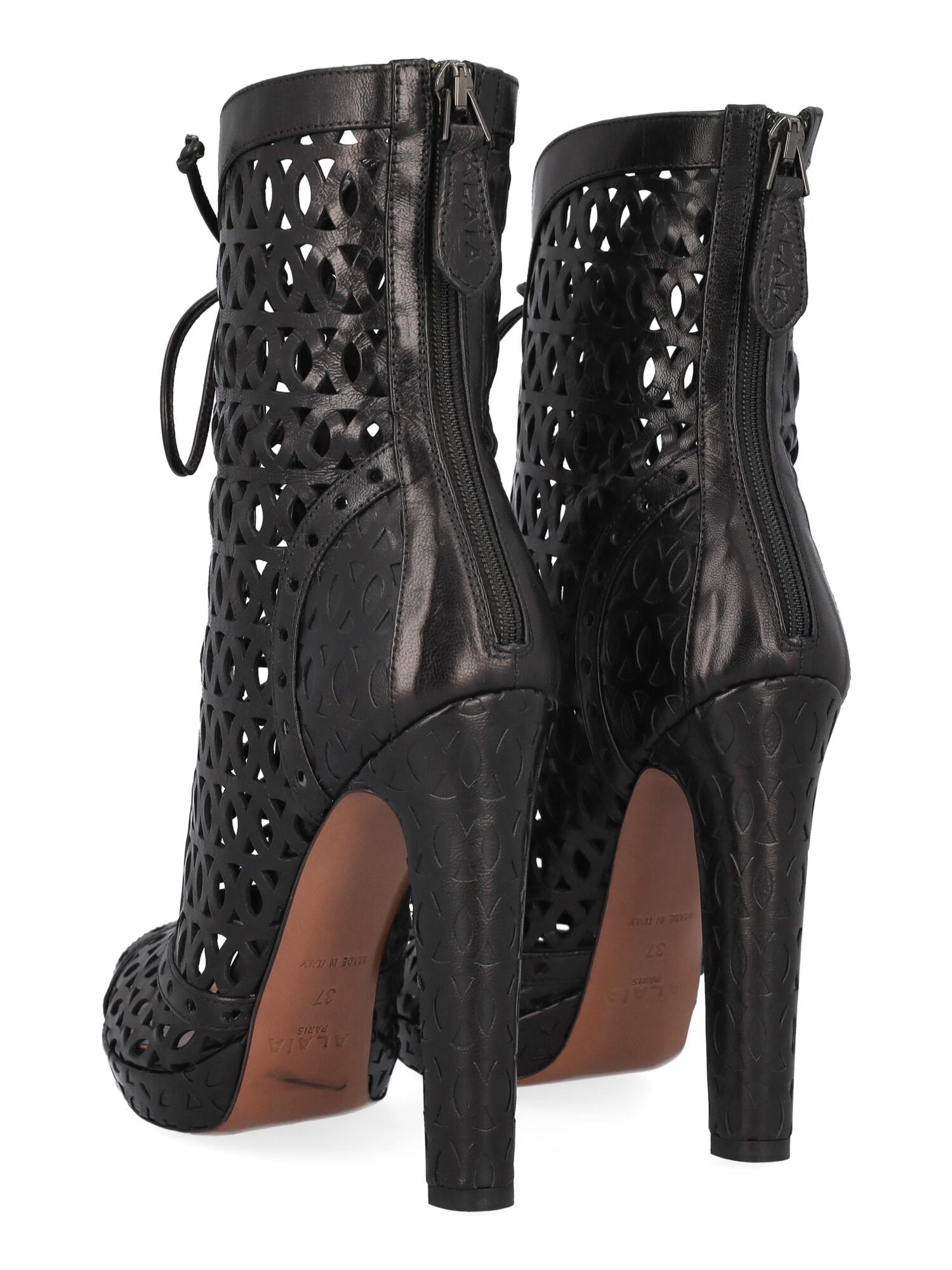 Alaia Women Ankle boots Black Leather EU 37 In Good Condition For Sale In Milan, IT