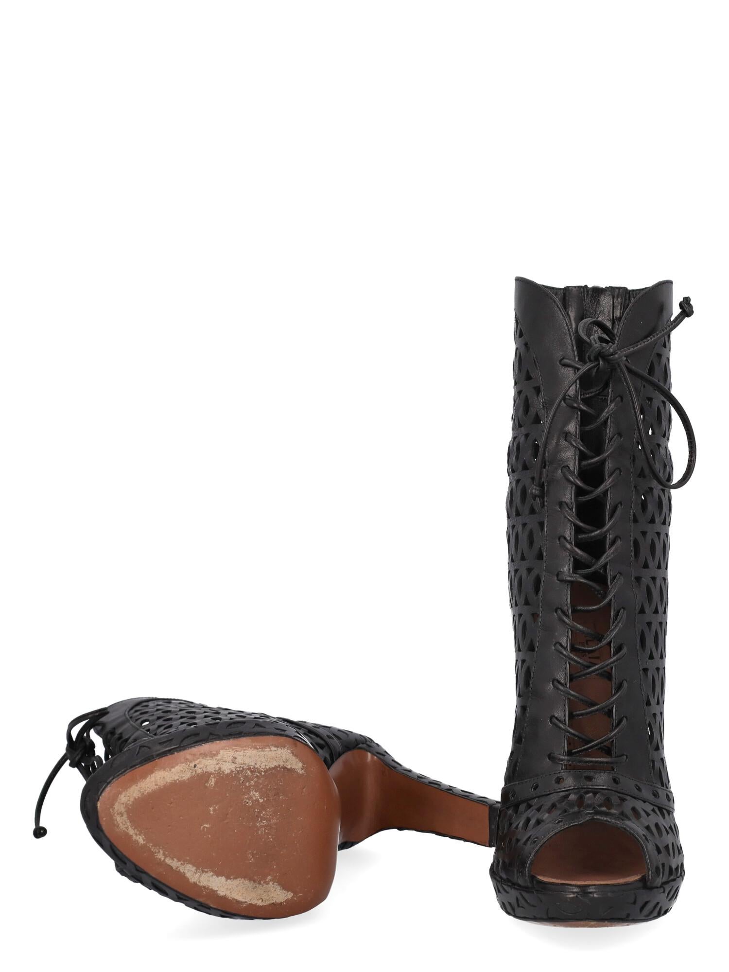Women's Alaia Women Ankle boots Black Leather EU 37 For Sale