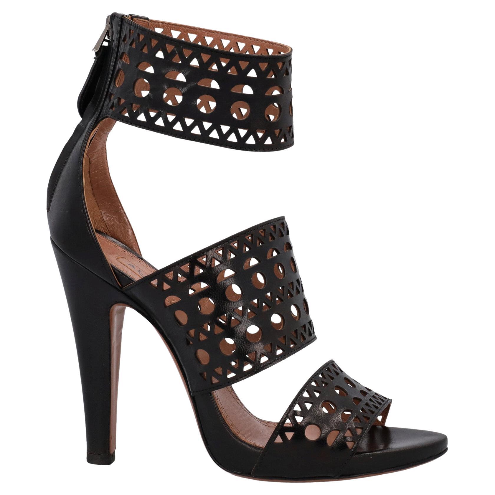 Alaia Women Sandals Black Leather EU 38.5 For Sale