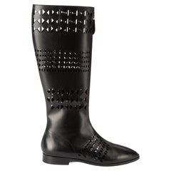 Alaïa Women's Black Laser Cut Detail Knee High Boots