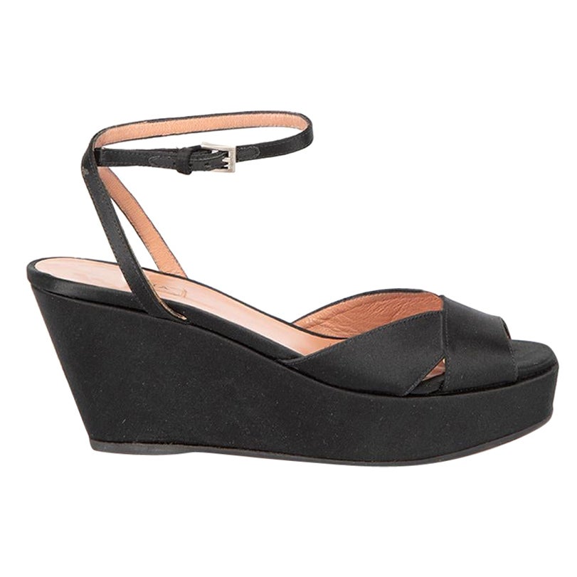 Alaïa Women
s Black Satin Platform Wedge Sandals