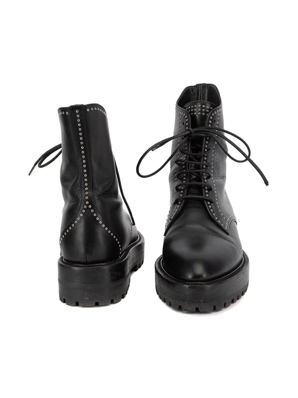 Alaïa Women's Black Studded Lace Up Combat Boots In Excellent Condition For Sale In London, GB
