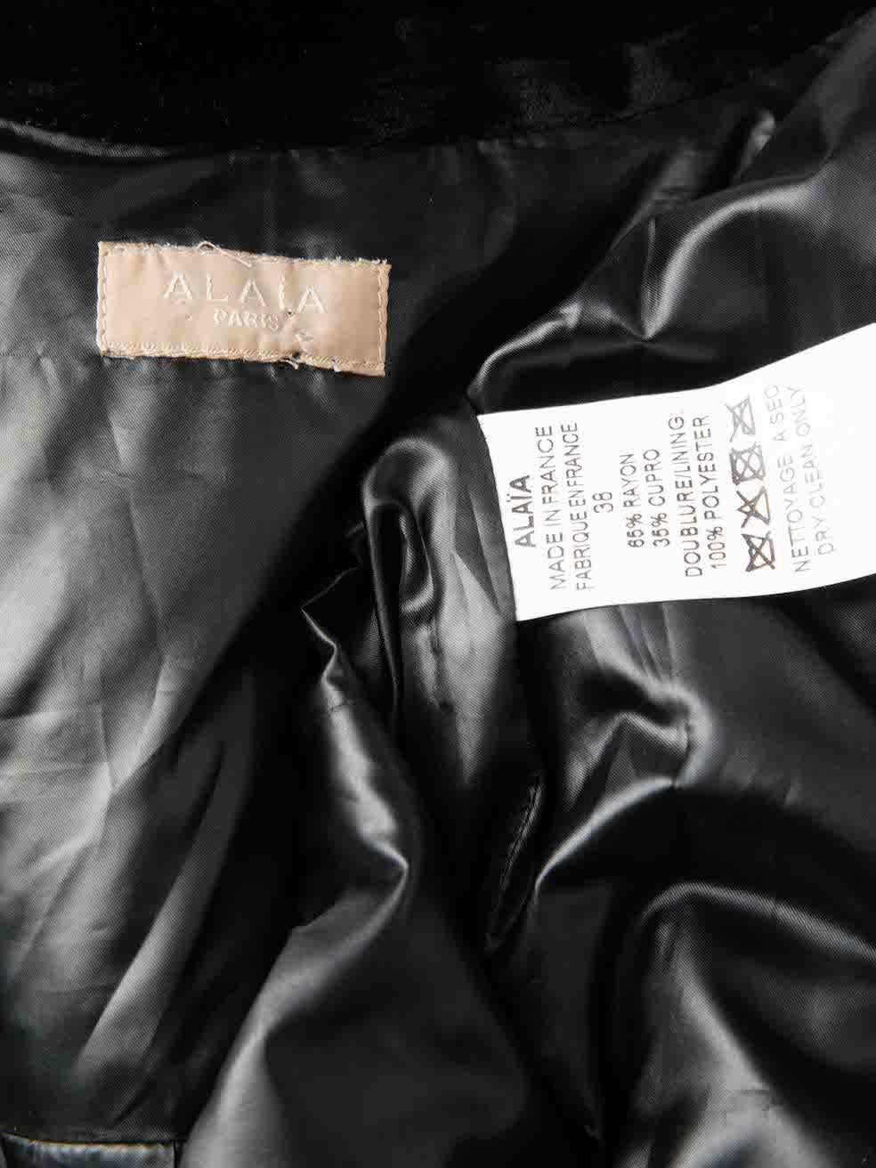Alaïa Women's Black Velvet Asymmetric Zip Jacket 1