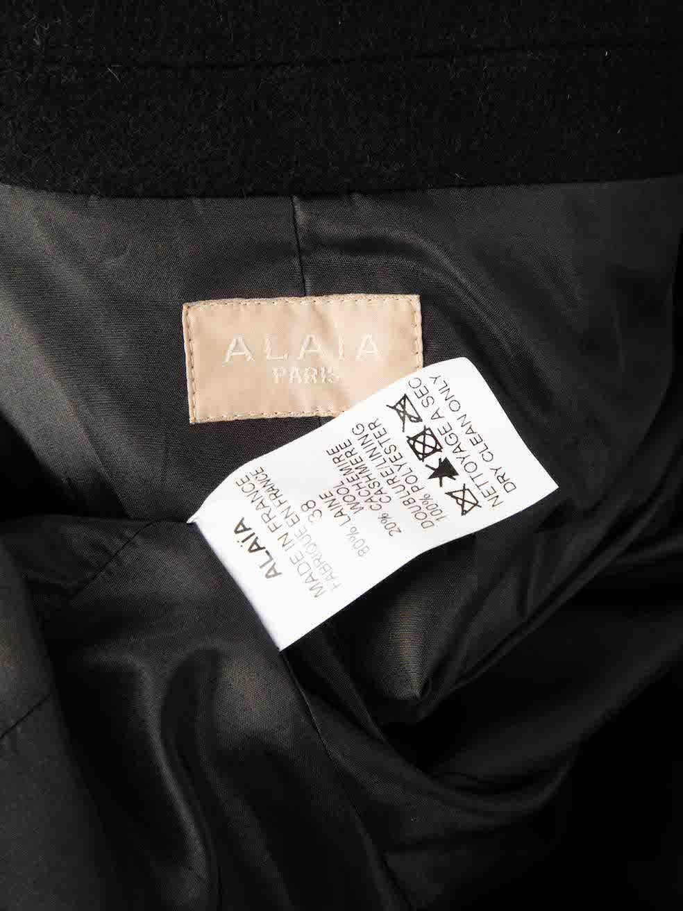 Alaïa Women's Black Wool Double Breasted Long Coat 2