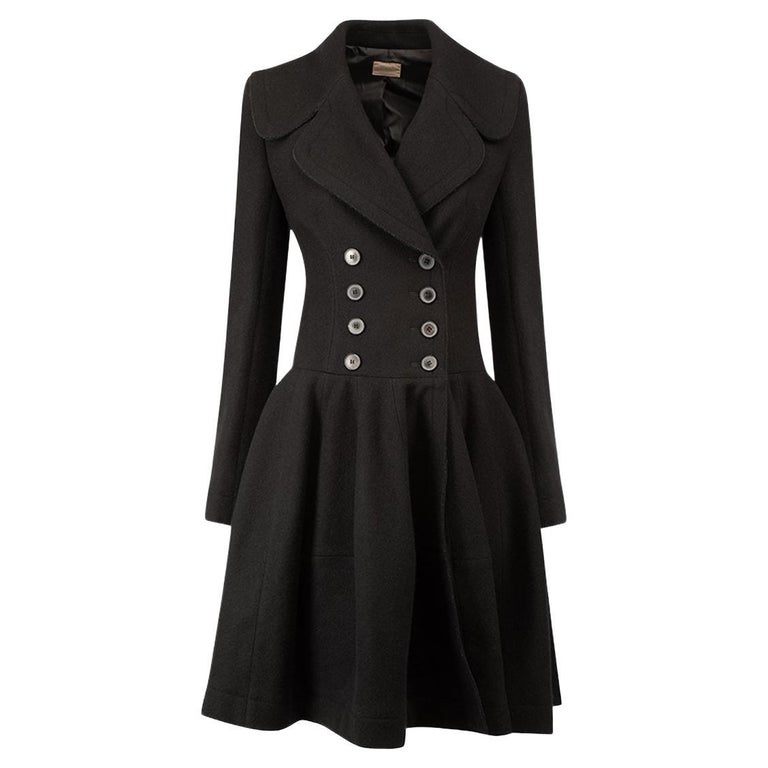 Alaïa Women's Black Wool Double Breasted Long Coat For Sale at 1stDibs