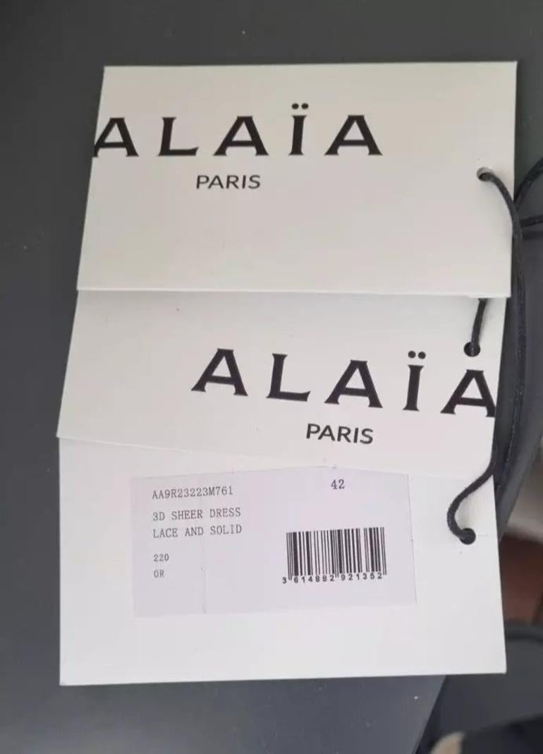Alaia Damen Fit & Flare 3D Transparentes Kleid aus geripptem Lurex mit V-Ausschnitt und goldenem Maxi Größe 42 im Angebot 11