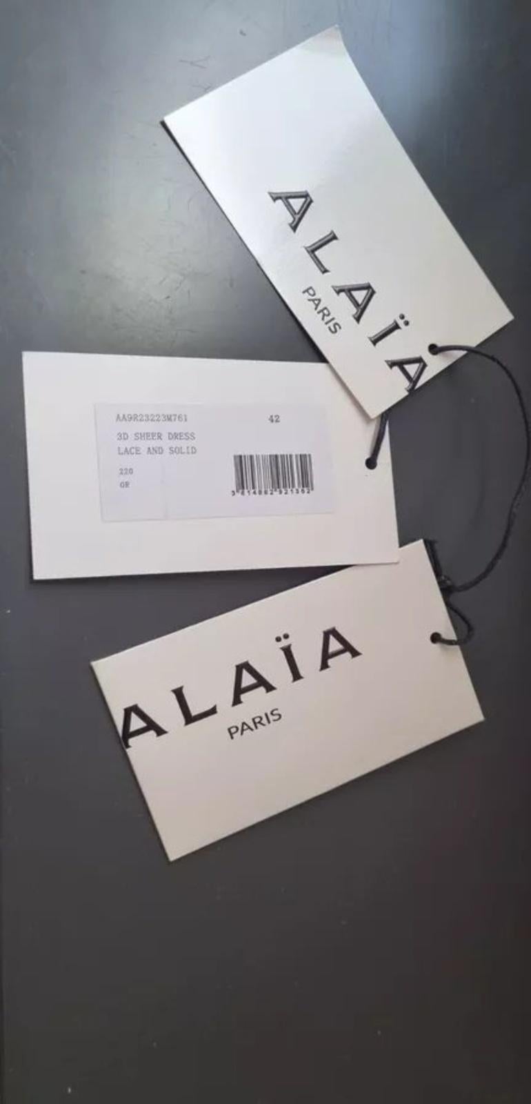 Alaia Damen Fit & Flare 3D Transparentes Kleid aus geripptem Lurex mit V-Ausschnitt und goldenem Maxi Größe 42 im Angebot 12