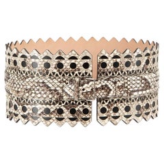 Alaïa Women's Grey Snakeskin Geometric Accent Wide Belt