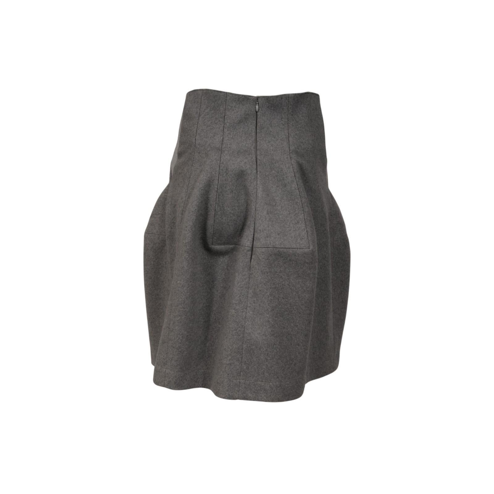 Grigio Alaia Donna Gonna a vita alta grigia a pieghe in misto lana elasticizzata Senza Etichetta Taglia in vendita