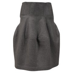 Alaia Womens High Rise Skirt Gray Pleated Puff Stretch Wool Blend No Size Tag