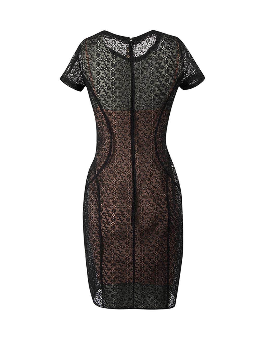 Alaïa Women's Pierre Mantoux for Alaïa Black Lace Layered Mini Dress In Good Condition For Sale In London, GB