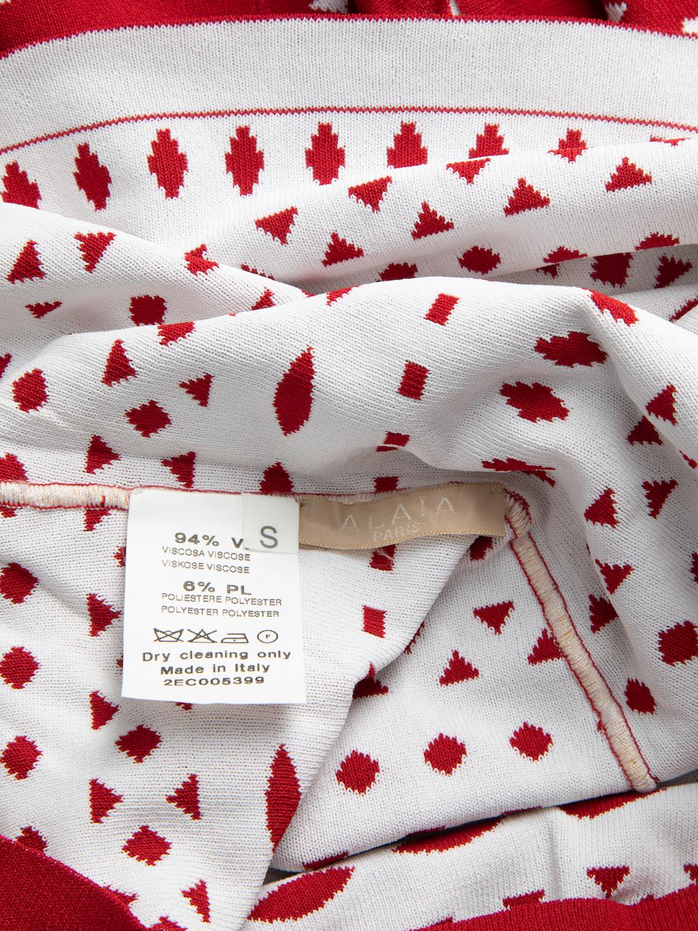 Alaïa Women's Red & White Geometric Print Knitted T-Shirt 1