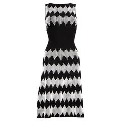Alaïa Wool Abstract Patterned Sleeveless Midi Dress Size S