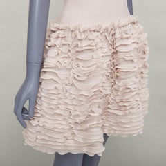 ALAIA wool blend square neck stretch tiered ruffle skirt cocktail dress FR36 S