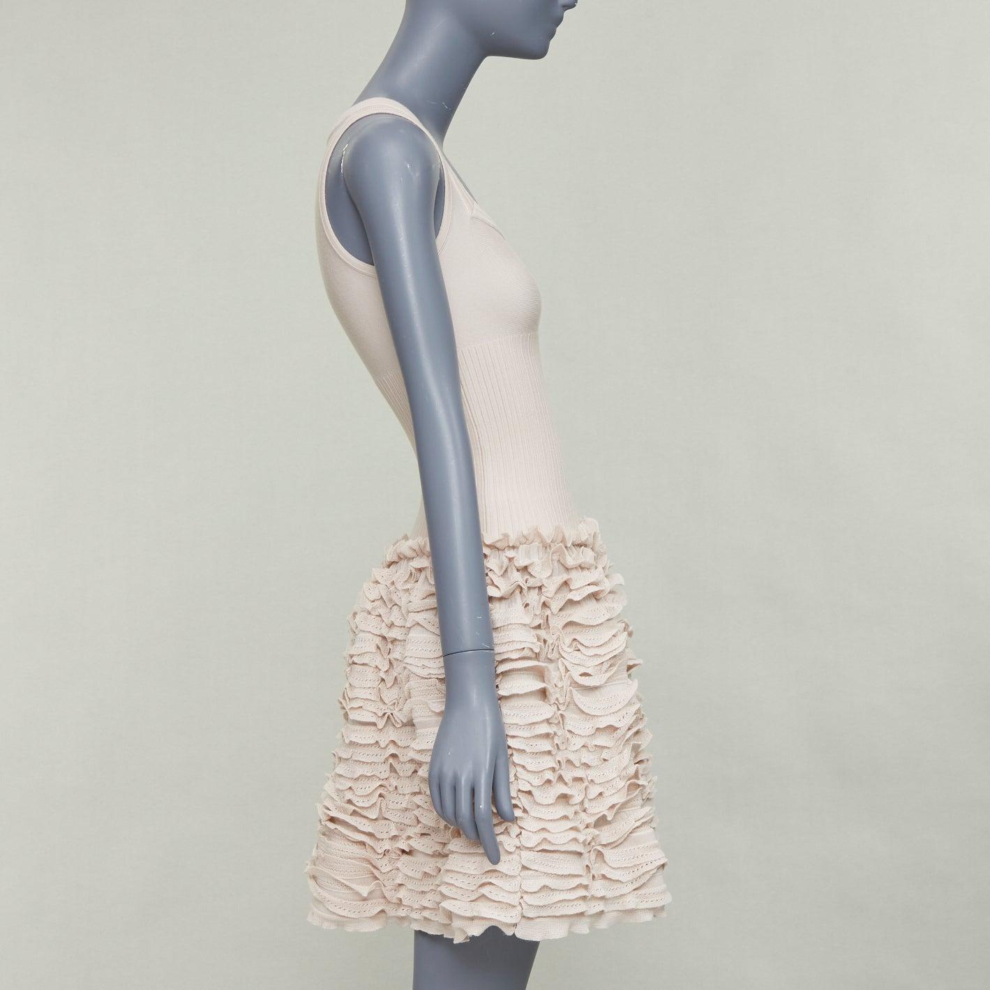 ALAIA - Robe de cocktail en laine mélangée à encolure carrée et à jupe volantée extensible FR36 S Excellent état - En vente à Hong Kong, NT