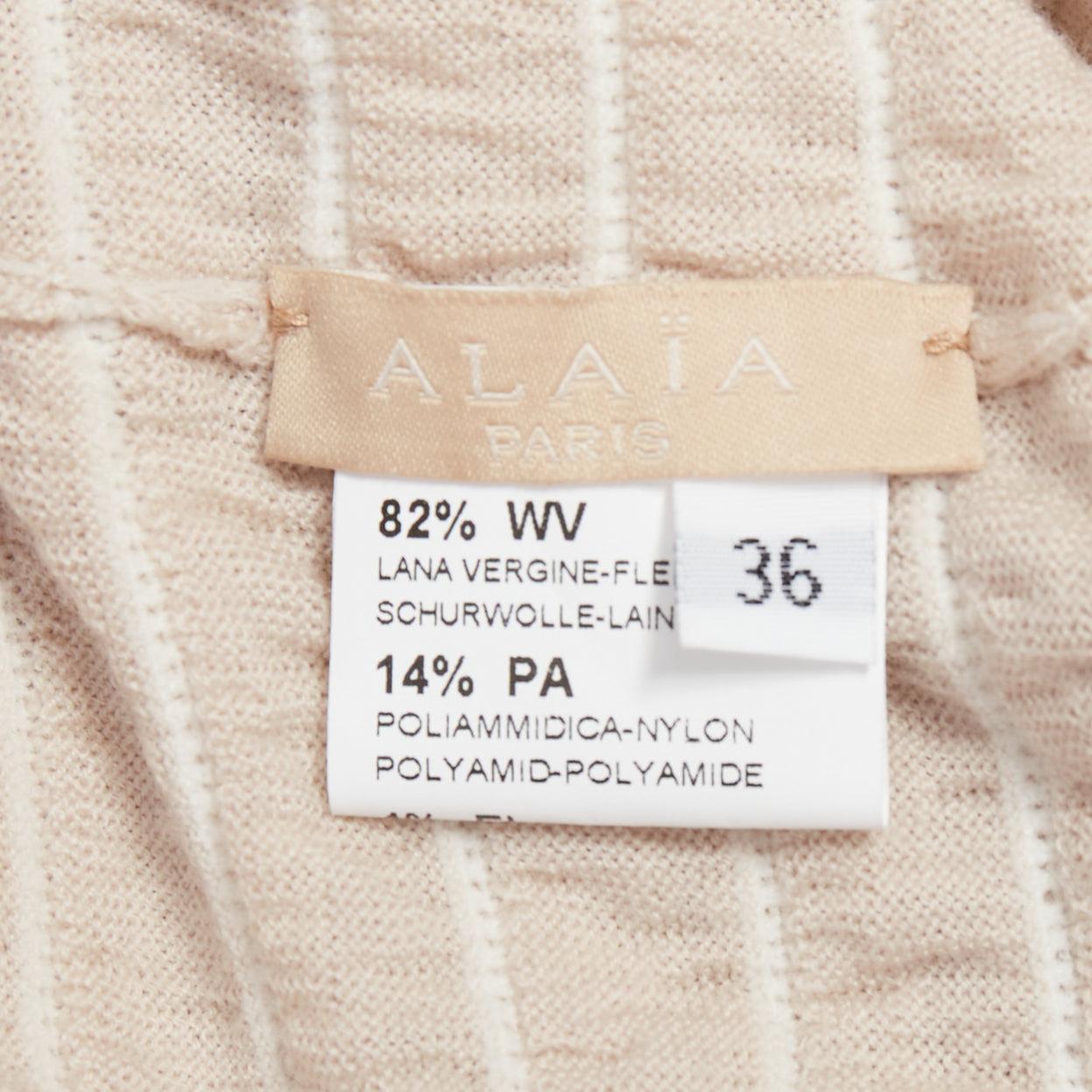 ALAIA - Robe de cocktail en laine mélangée à encolure carrée et à jupe volantée extensible FR36 S en vente 3