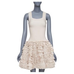 ALAIA - Robe de cocktail en laine mélangée à encolure carrée et à jupe volantée extensible FR36 S
