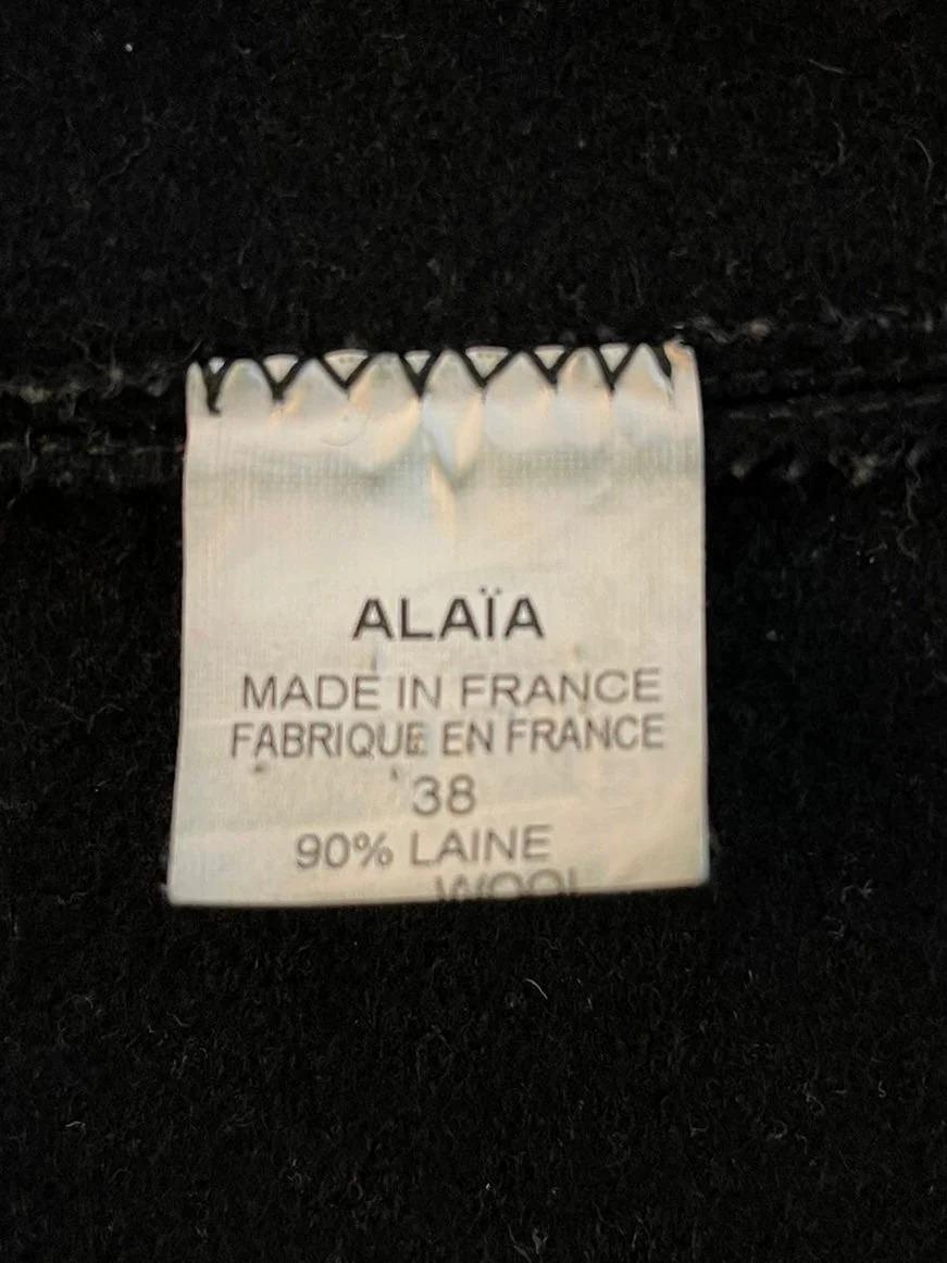 Alaia Manteau en laine avec garniture en cuir en vente 1