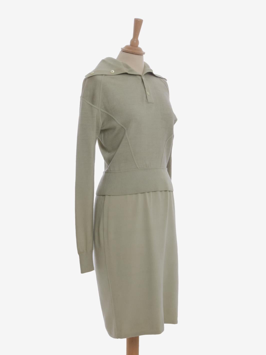 Alaïa Wool Sage Suit - 80s In Excellent Condition For Sale In Milano, IT