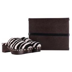 Alaia Zebra Pony Hair Clogs