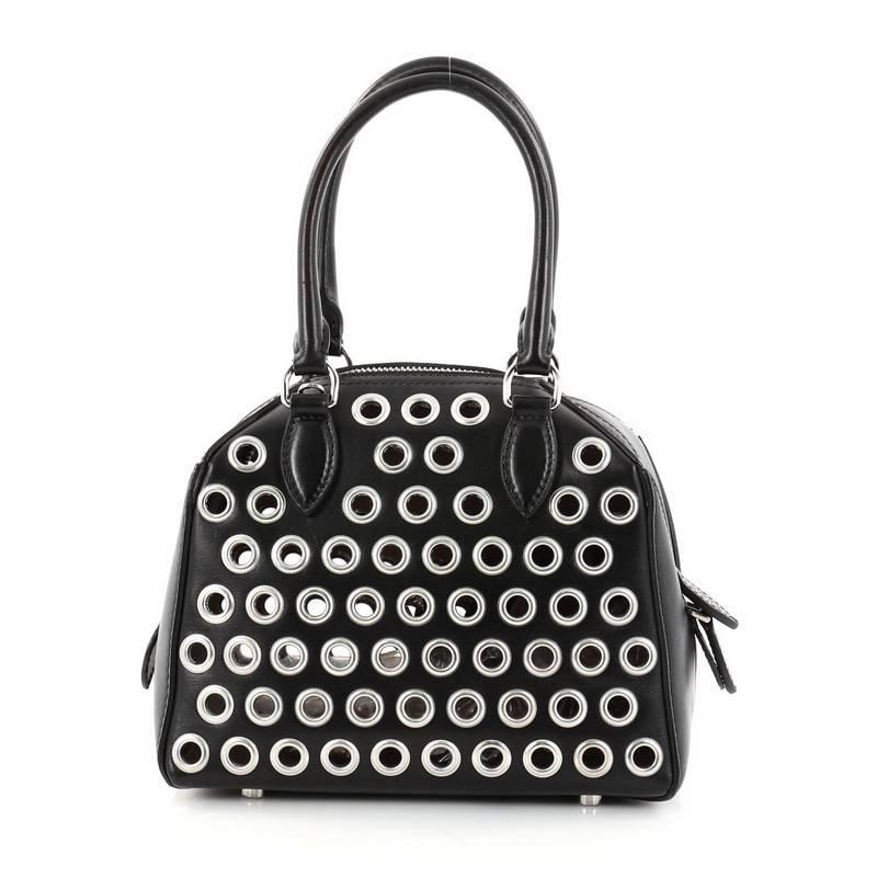 Alaia Zip Around Convertible Satchel Grommet Embellished Leather Mini In Good Condition In NY, NY