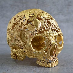 Gilded Boy - Skull Bronze Sculpture - Unique Piece