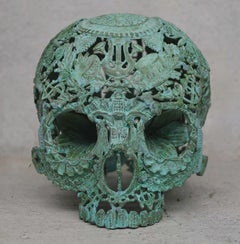 Vert de Peur - Skull Bronze Sculpture - Unique Piece