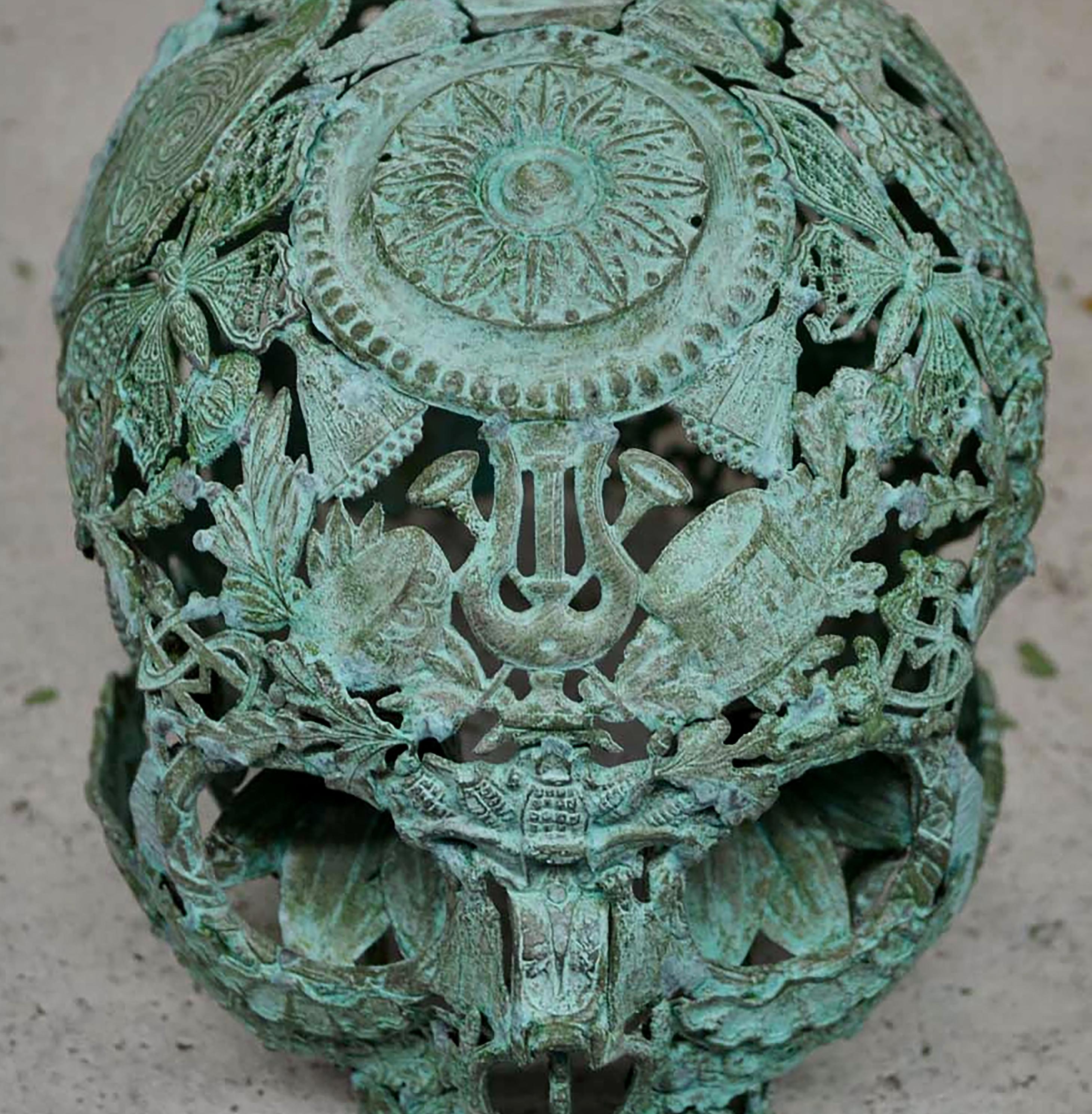 Sculpture du crâne - Vert de Peur - Pièce unique en vente 2