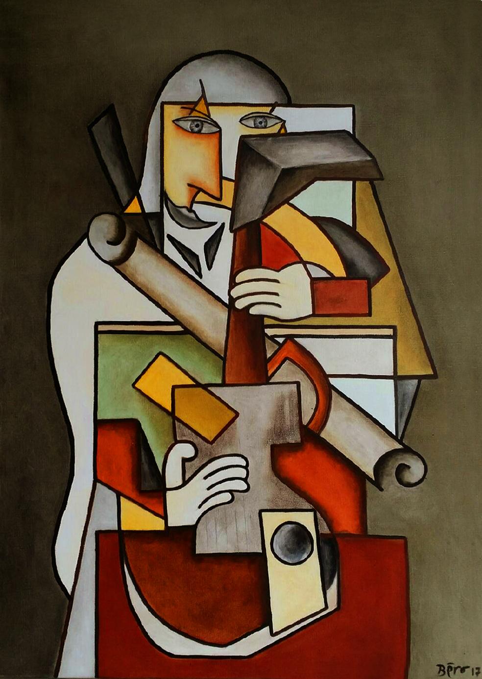 Destructuration by Alain Beraud, Cubism oil painting, Contemporary Art, 2018 