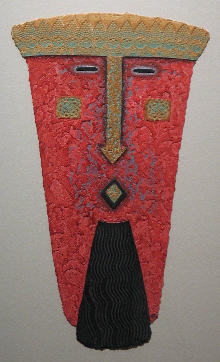 Alain Berck-vitz Figurative Print - Tribal Mask Print on Handmade Paper "Patriarch"