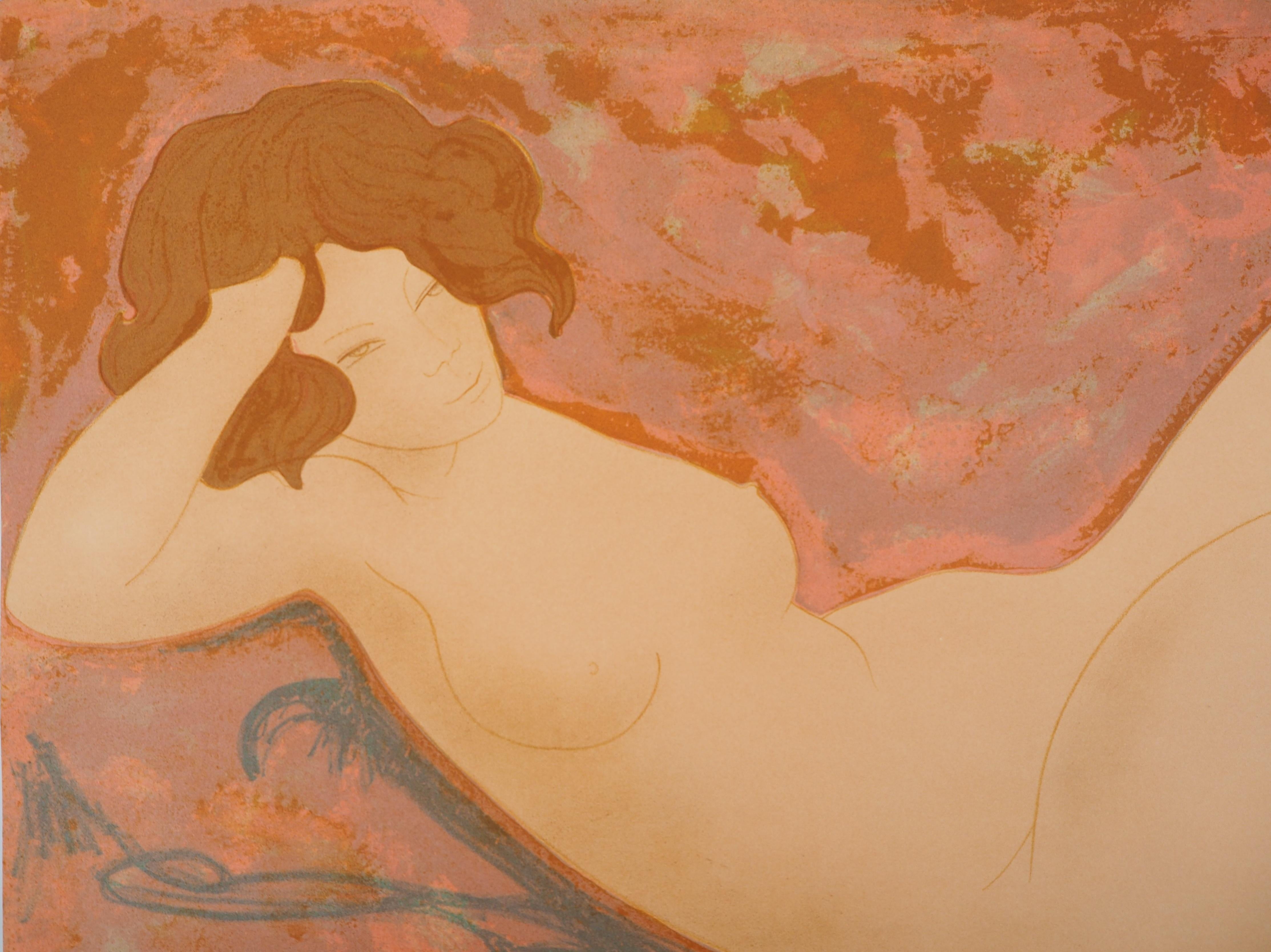 Asleep Nude - Original Lithographie, handsigniert und nummeriert /100 (Moderne), Print, von Alain Bonnefoit