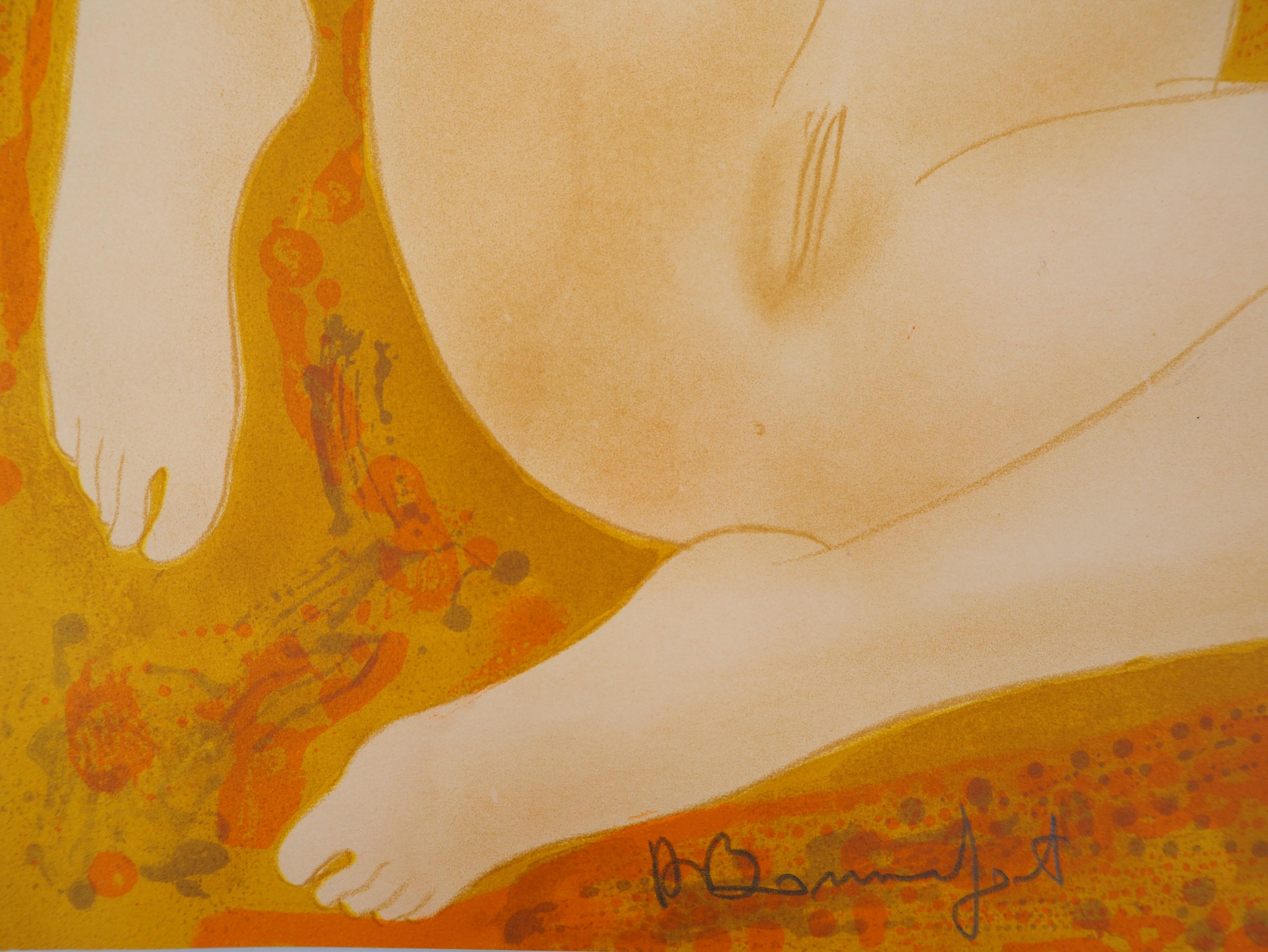Dreaming Nude - Original Lithographie, handsigniert und nummeriert /100 – Print von Alain Bonnefoit