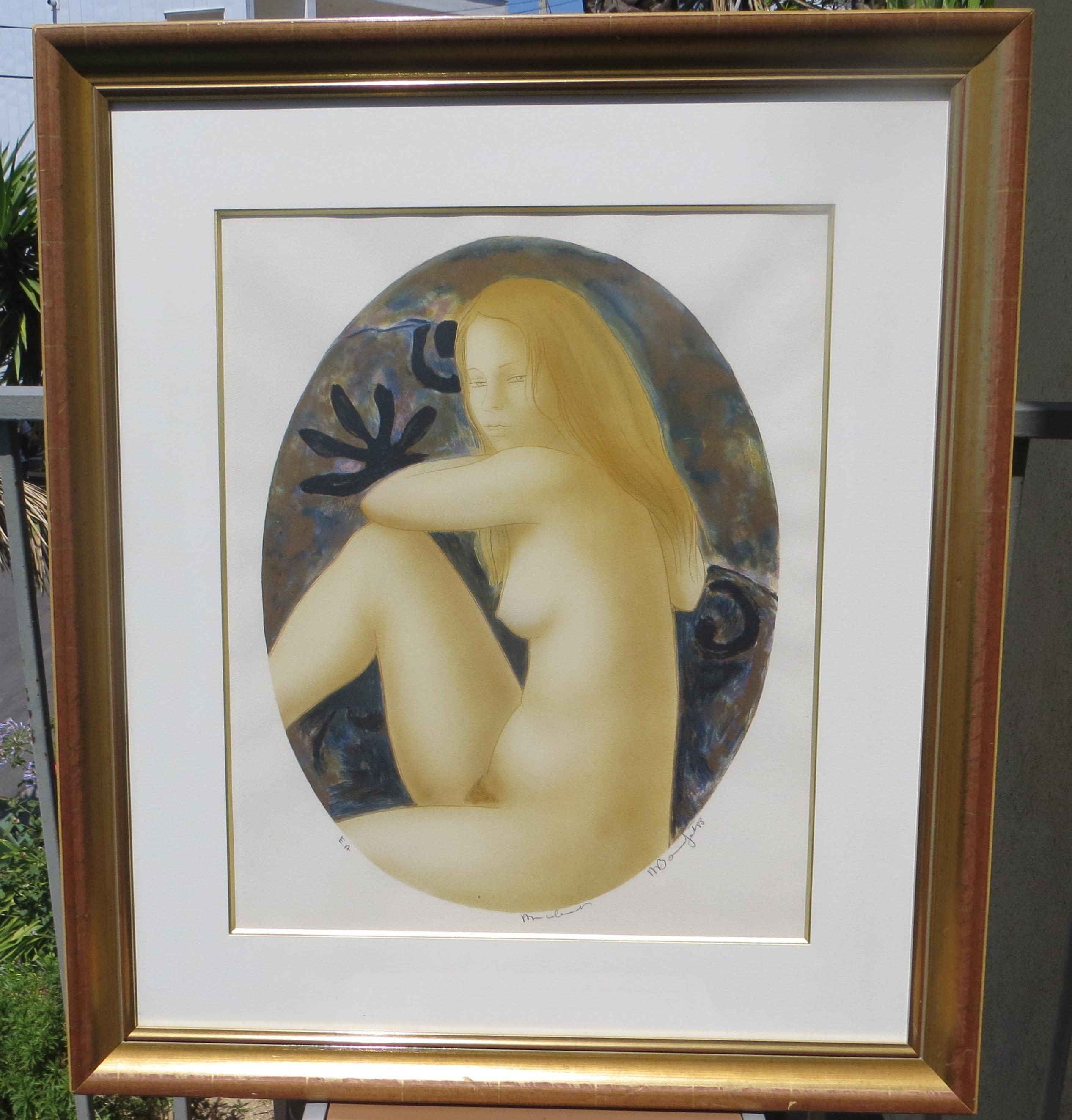 Original Lithographe EA (Epreuve d'Artiste ) Alain Bonnefoits Markenzeichen, die weiblichen Akte, spiegeln sowohl westliche als auch östliche kunsthistorische Einflüsse wider. Als Maler, Graveur und Bildhauer wurde Bonnefoit von dem Bildhauer