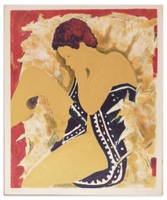Seated Nude Wrapped in a Towel  - Original Lithograph by A. Bonnefoit